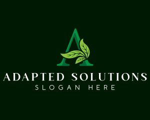 Eco Leaf Plant Letter A logo design