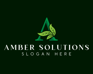 Eco Leaf Plant Letter A logo design