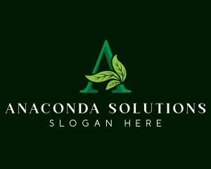 Eco Leaf Plant Letter A logo design