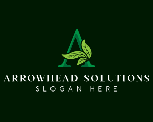 Eco Leaf Plant Letter A logo design