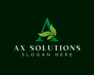 Eco Leaf Plant Letter A logo design