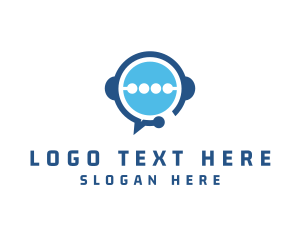 Blue And White - Chat Support Headphones logo design
