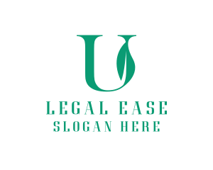Letter U - Green U Leaf logo design