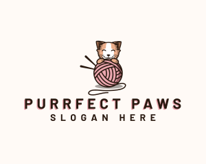 Kitten - Playful Kitten Yarn logo design