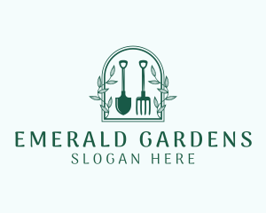 Gardening Shovel Pitchfork logo design