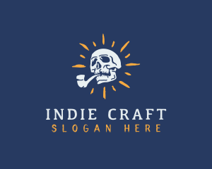 Indie - Skull Smoking Pipe logo design