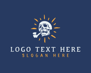 Tobacco Pipe - Skull Smoking Pipe logo design