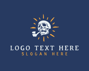 Skull Smoking Pipe Logo