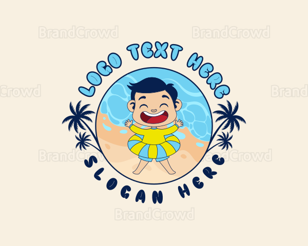 Summer Beach Kid Logo