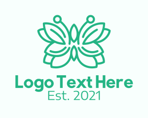 Vegan - Green Butterfly Leaf logo design