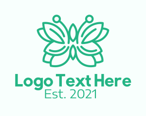 Organic - Green Butterfly Leaf logo design