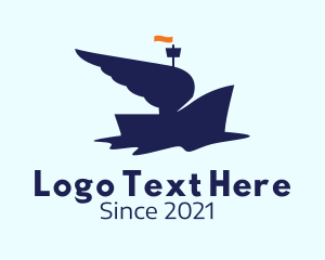 Caravel - Blue Winged Boat logo design