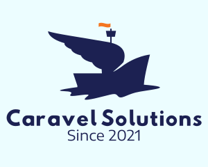 Caravel - Blue Winged Boat logo design