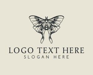 Rustic - Moth Insect Sketch logo design