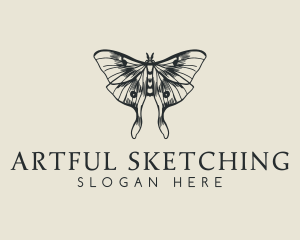 Moth Insect Sketch logo design