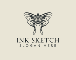 Moth Insect Sketch logo design