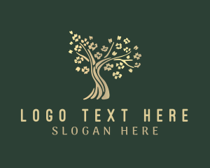 Massage - Gold Floral Tree logo design