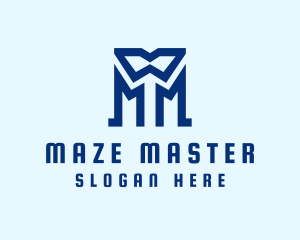 Blue Letter M Tailor  logo design