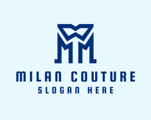 Blue Letter M Tailor  logo design