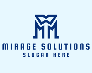 Blue Letter M Tailor  logo design