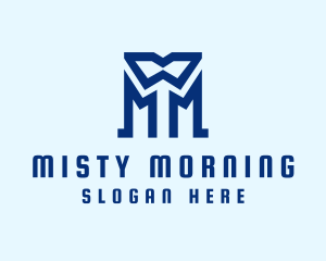 Blue Letter M Tailor  logo design