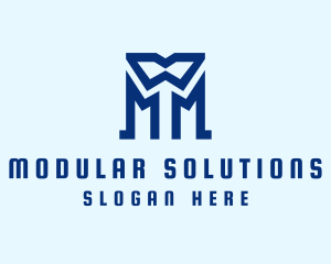 Blue Letter M Tailor  logo design