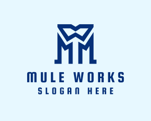 Blue Letter M Tailor  logo design