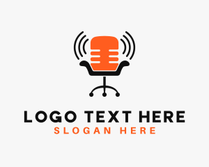 Live Stream - Microphone Chair Podcast logo design