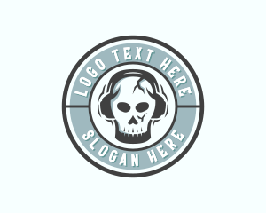 Gaming - Skull DJ Headphones logo design