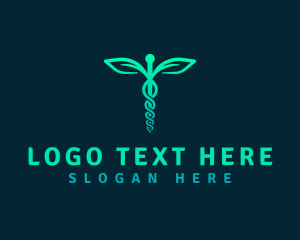 Clinical - Medical Leaf Caduceus logo design
