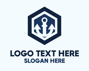 Port - Anchor Hexagon Badge logo design