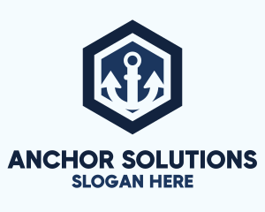 Anchor Hexagon Badge logo design