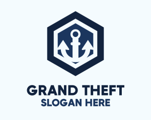 Shipyard - Anchor Hexagon Badge logo design