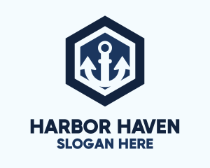 Anchor Hexagon Badge logo design