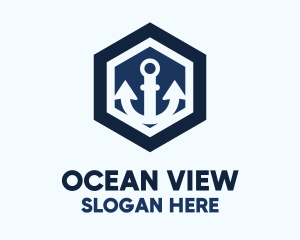 Anchor Hexagon Badge logo design