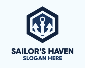 Anchor Hexagon Badge logo design