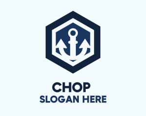 Port - Anchor Hexagon Badge logo design