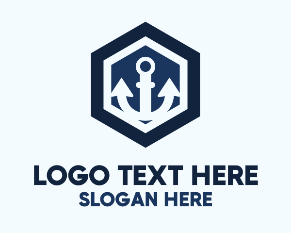 Ocean - Anchor Hexagon Badge logo design