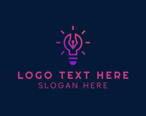 Idea - Bulb Pen Writer logo design