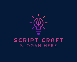 Screenwriter - Bulb Pen Writer logo design