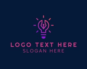 Playwright - Bulb Pen Writer logo design