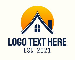 Roof - Residential House Sunset logo design