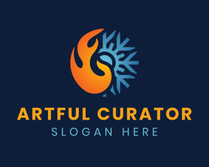 Thermal Flame Snowflake logo design