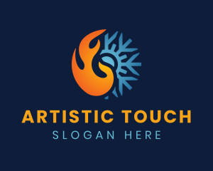 Thermal Flame Snowflake logo design