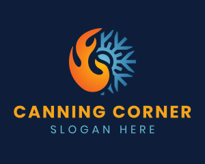 Thermal Flame Snowflake logo design