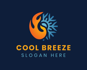 Refrigeration - Thermal Flame Snowflake logo design