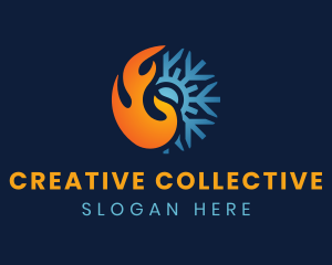 Thermal Flame Snowflake logo design