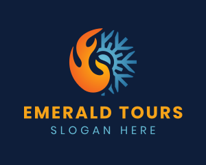 Thermal Flame Snowflake logo design