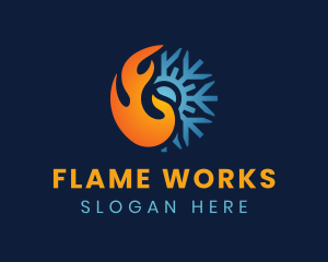 Flame - Thermal Flame Snowflake logo design