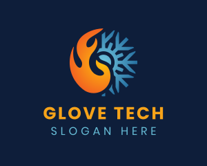 Thermal Flame Snowflake logo design